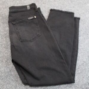 Seven For All Mankind Roxanne Ankle Black Wash Frayed Hem Jeans Women's Size‎ 29